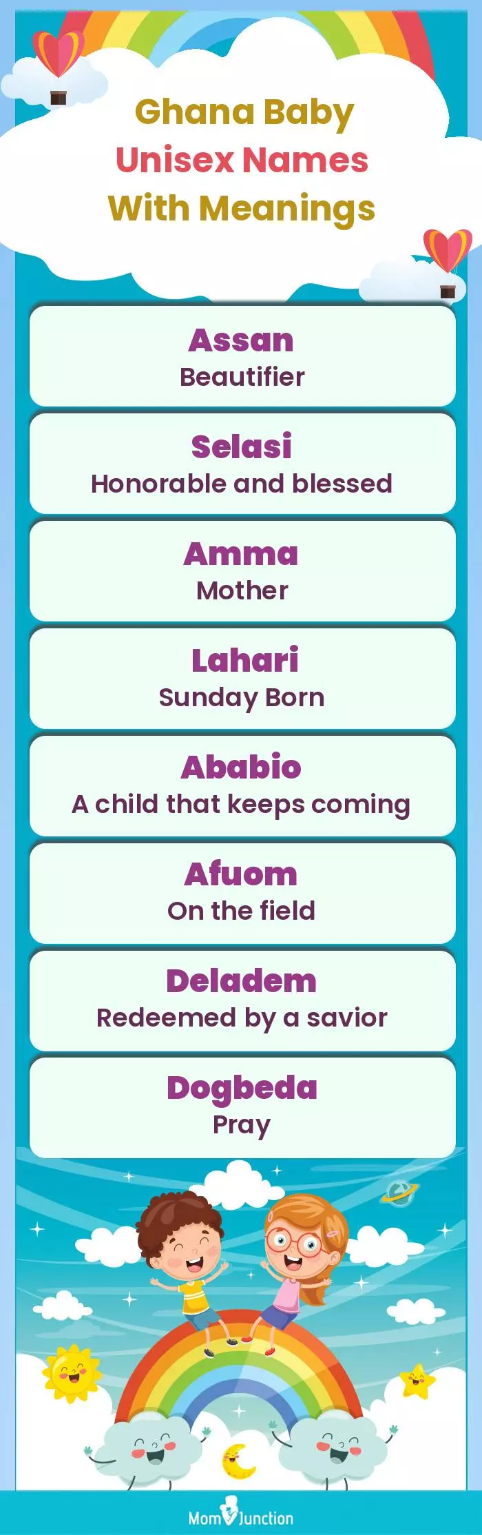  Ghana Baby Unisex Names With Meanings(infographic)