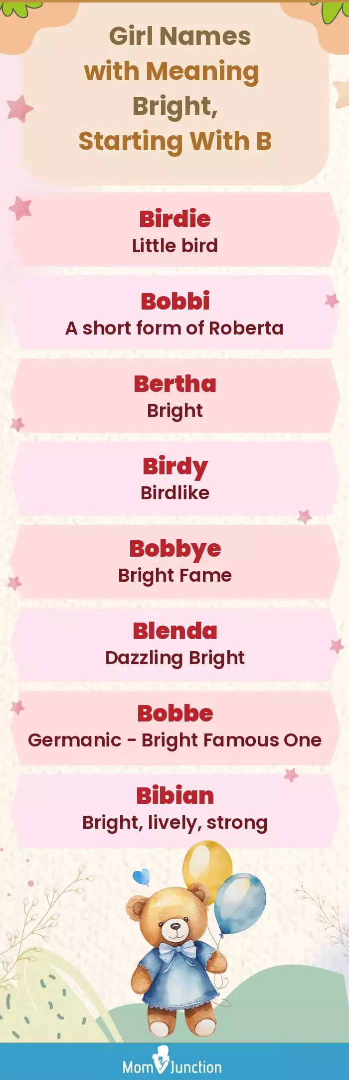  Girl Names with Meaning Bright, Starting With B(infographic)