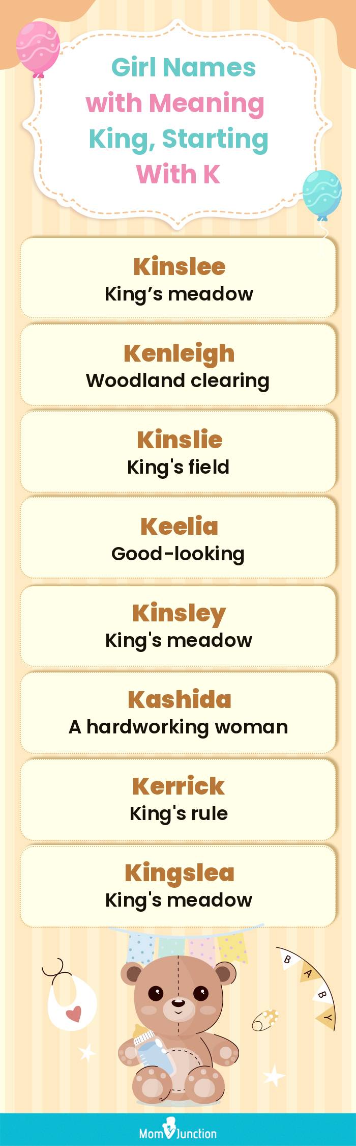  Girl Names with Meaning King, Starting With K(infographic)