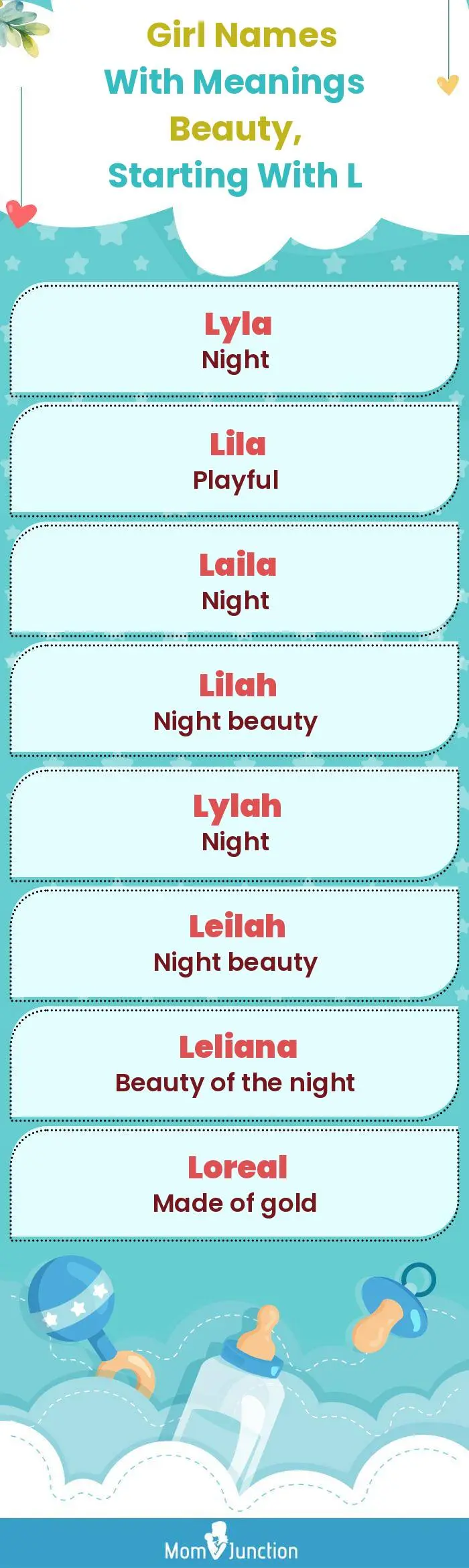  Girl Names with Meanings Beauty, Starting With L(infographic)