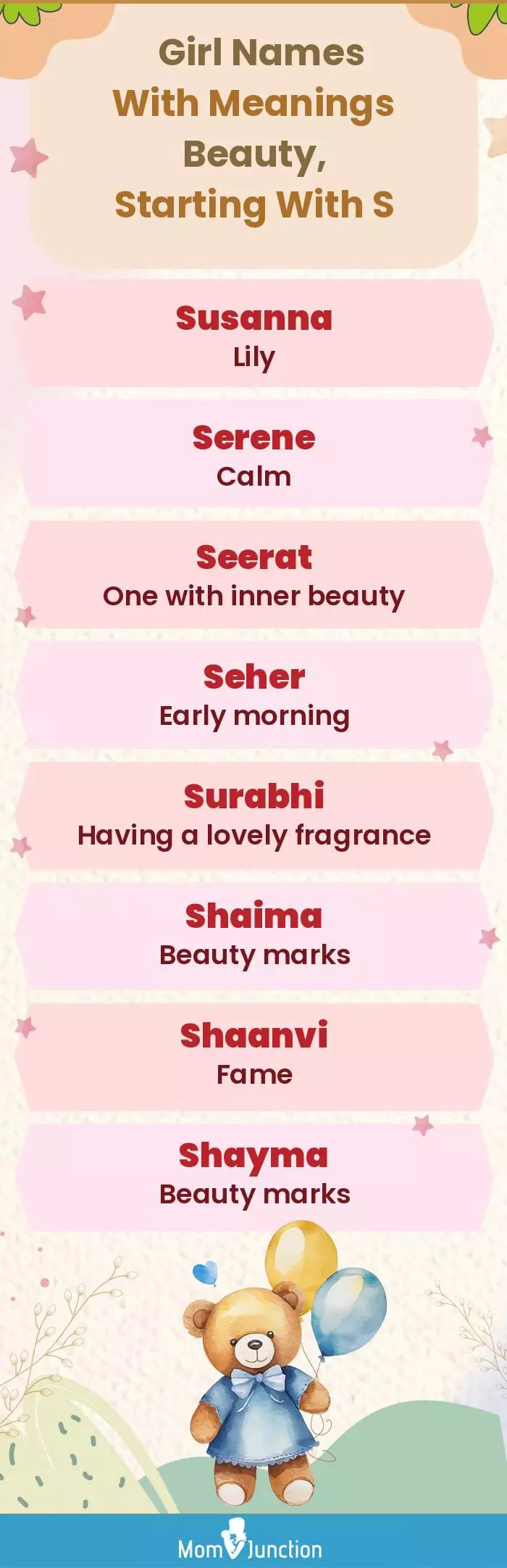  Girl Names with Meanings Beauty, Starting With S(infographic)