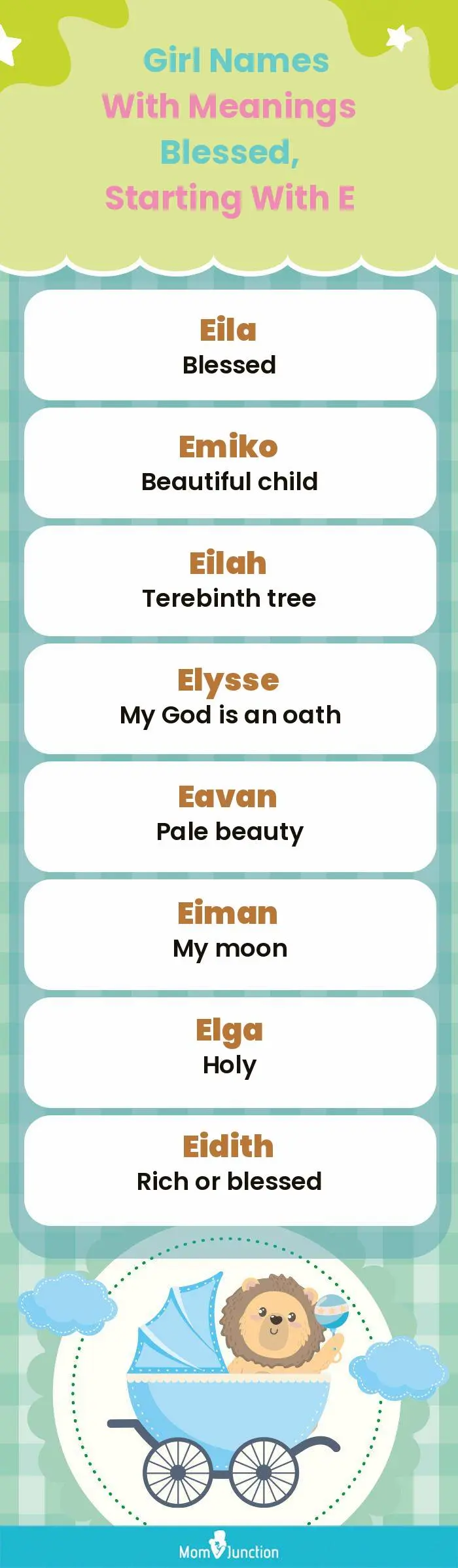  Girl Names with Meanings Blessed, Starting With E(infographic)