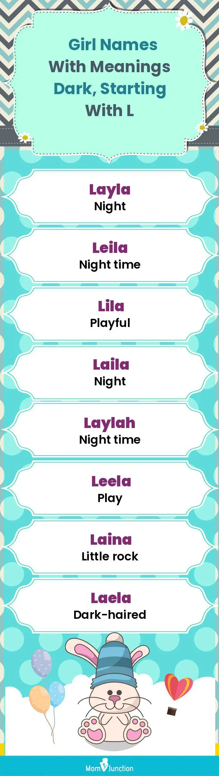  Girl Names with Meanings Dark, Starting With L(infographic)