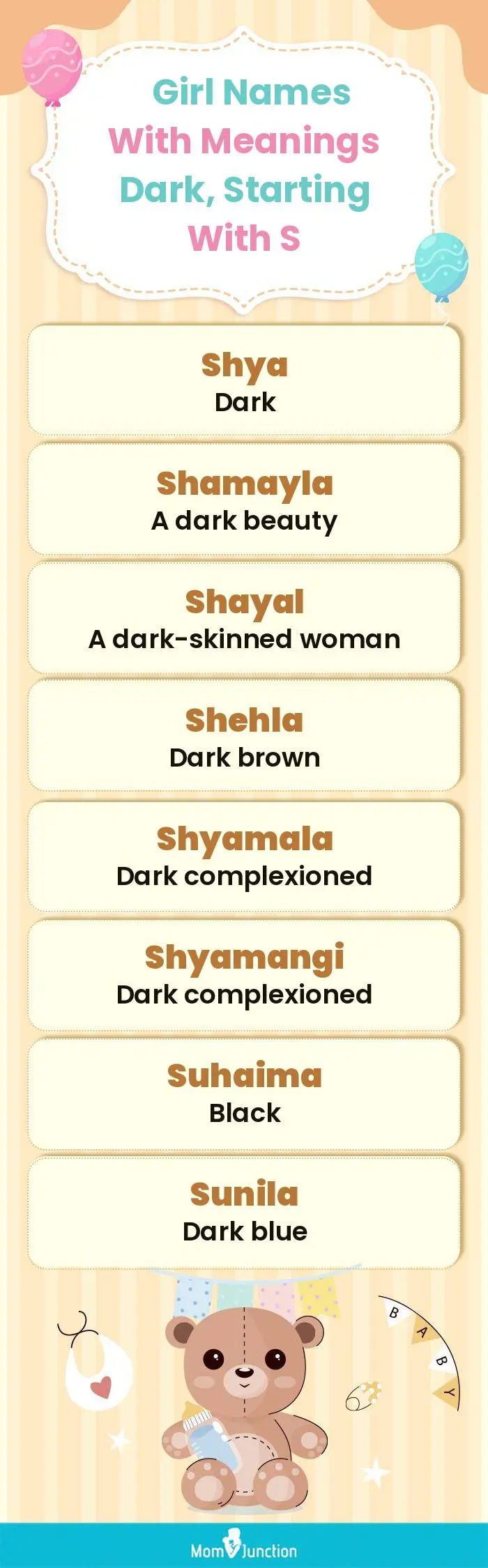  Girl Names with Meanings Dark, Starting With S(infographic)