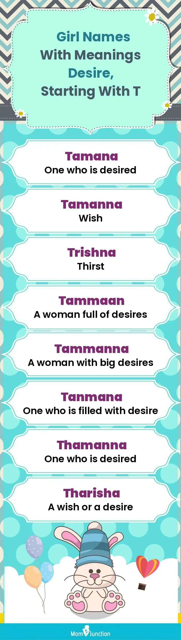  Girl Names with Meanings Desire, Starting With T(infographic)