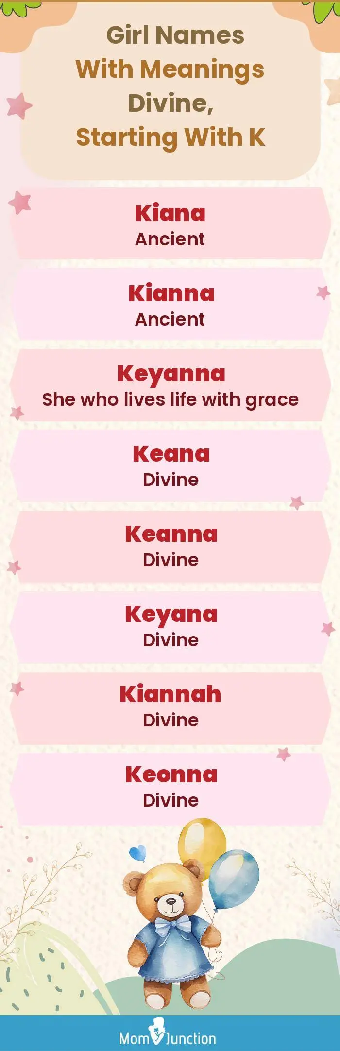  Girl Names with Meanings Divine, Starting With K(infographic)