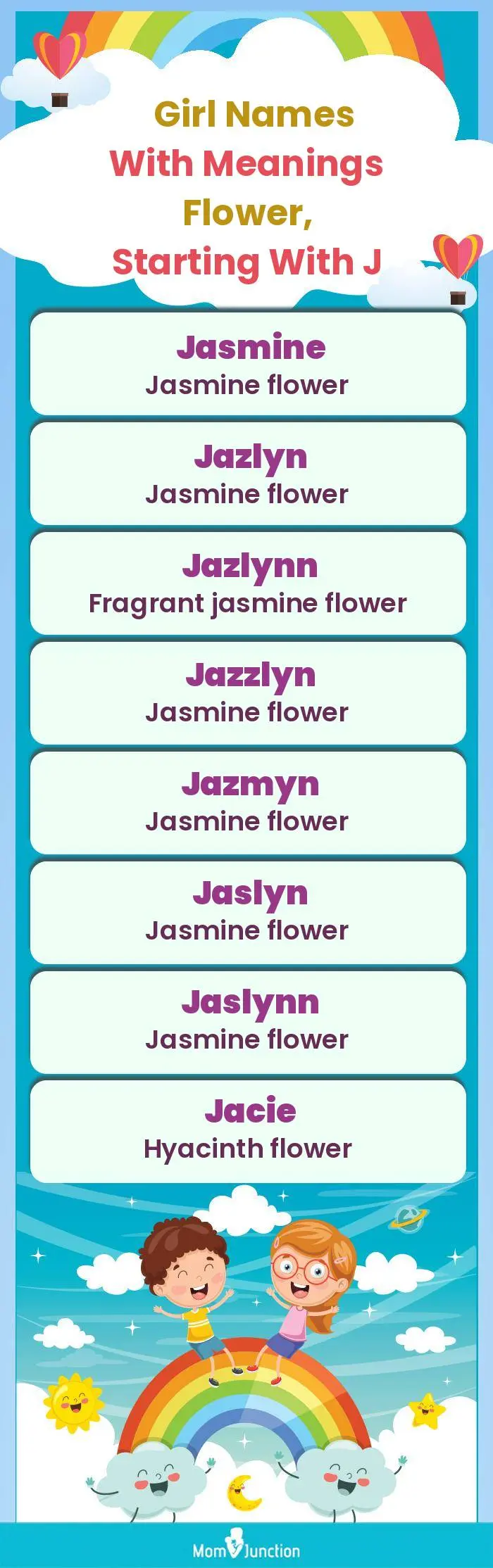  Girl Names with Meanings Flower, Starting With J(infographic)