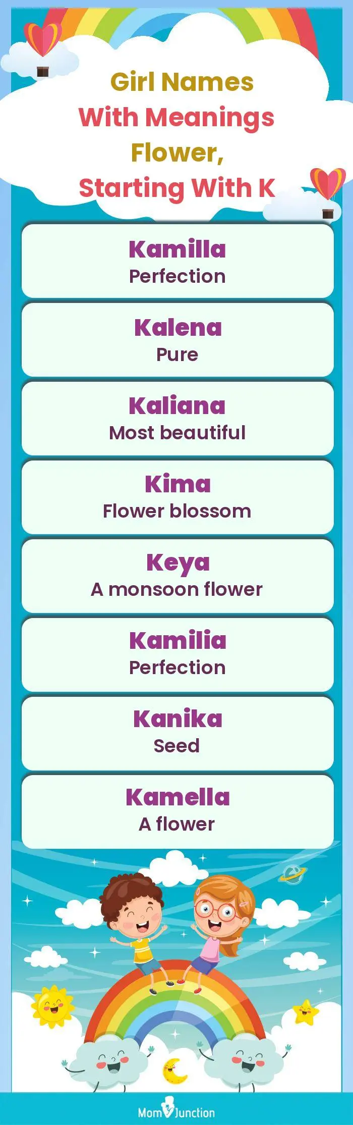  Girl Names with Meanings Flower, Starting With K(infographic)