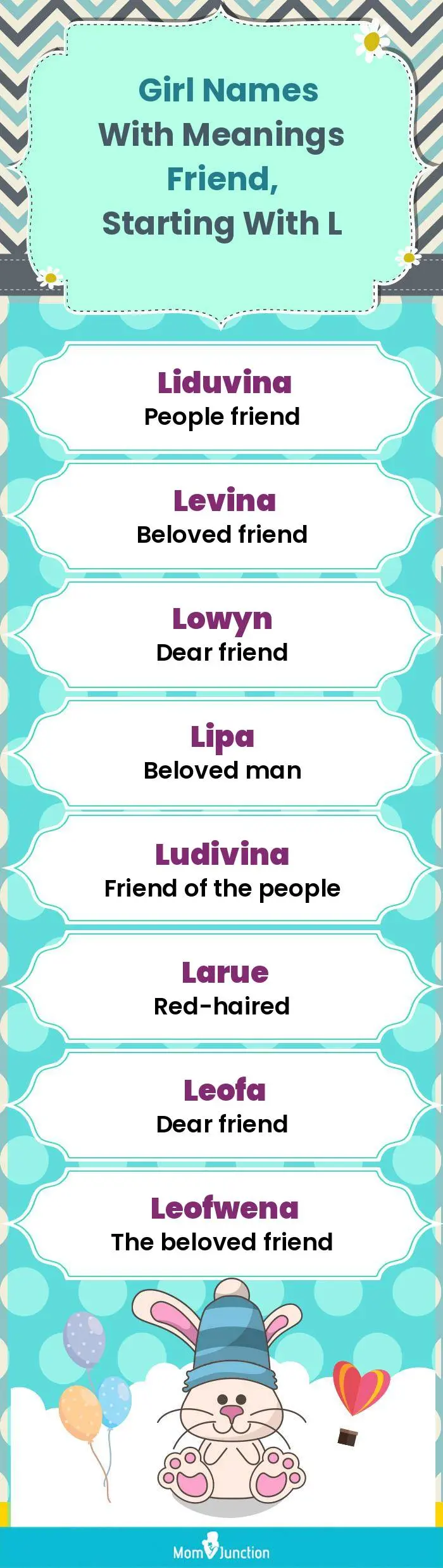  Girl Names with Meanings Friend, Starting With L(infographic)