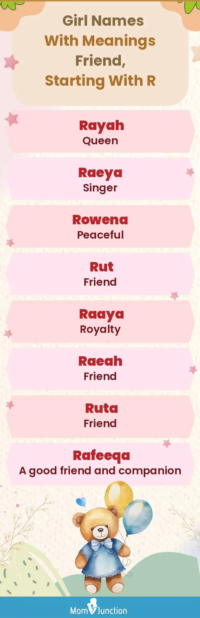  Girl Names with Meanings Friend, Starting With R(infographic)