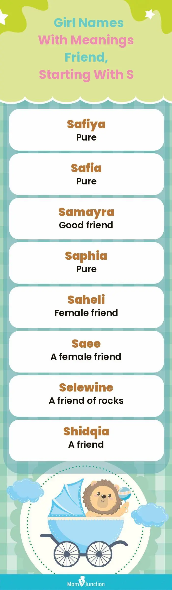  Girl Names with Meanings Friend, Starting With S(infographic)