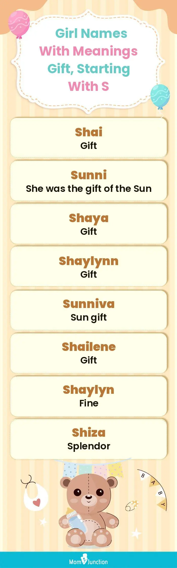  Girl Names with Meanings Gift, Starting With S(infographic)