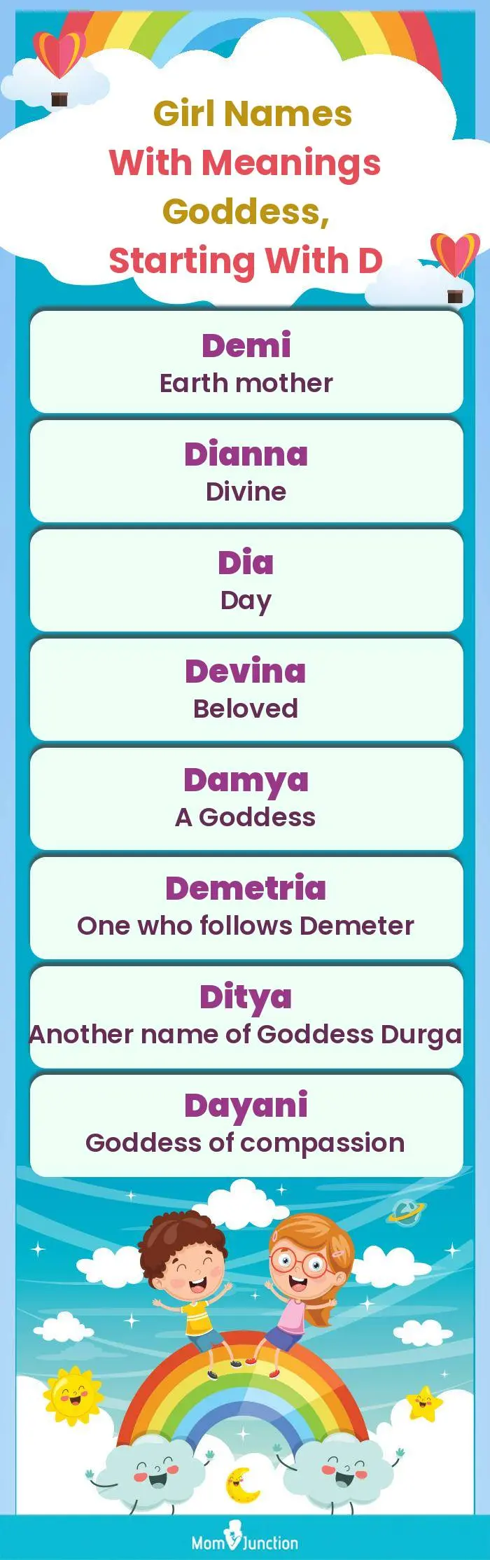  Girl Names with Meanings Goddess, Starting With D(infographic)