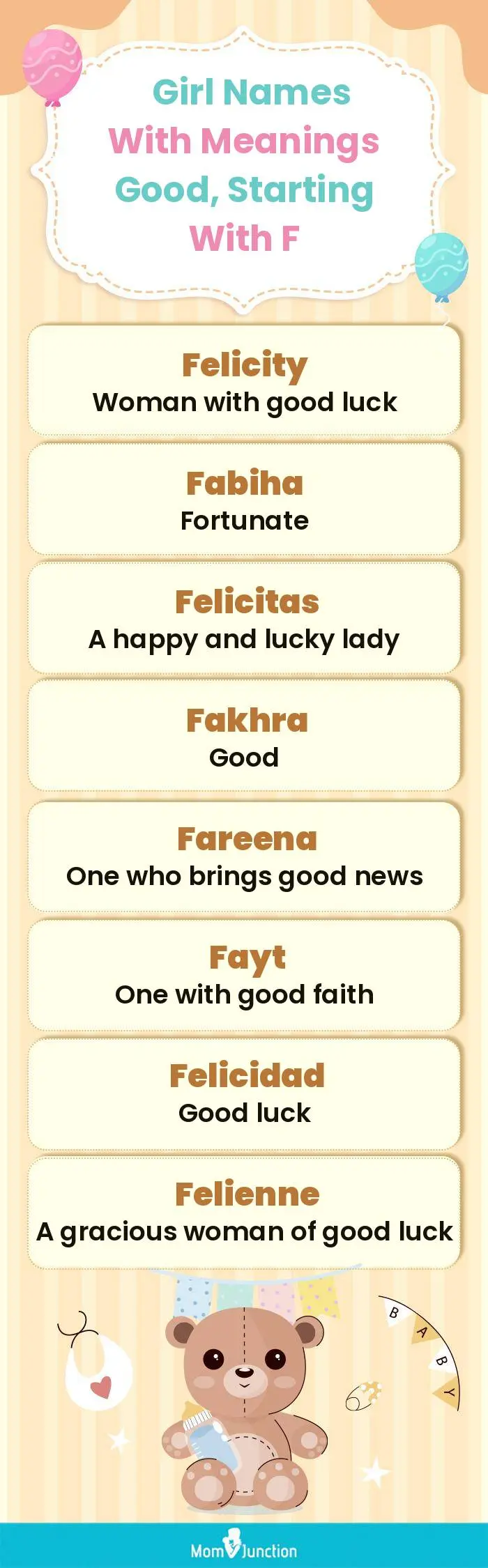  Girl Names with Meanings Good, Starting With F(infographic)