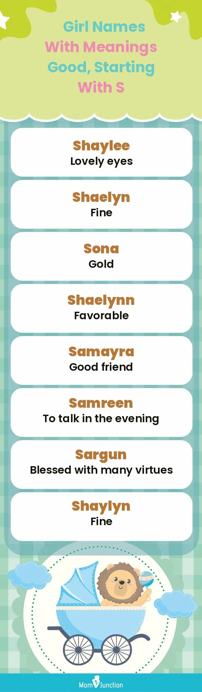  Girl Names with Meanings Good, Starting With S(infographic)