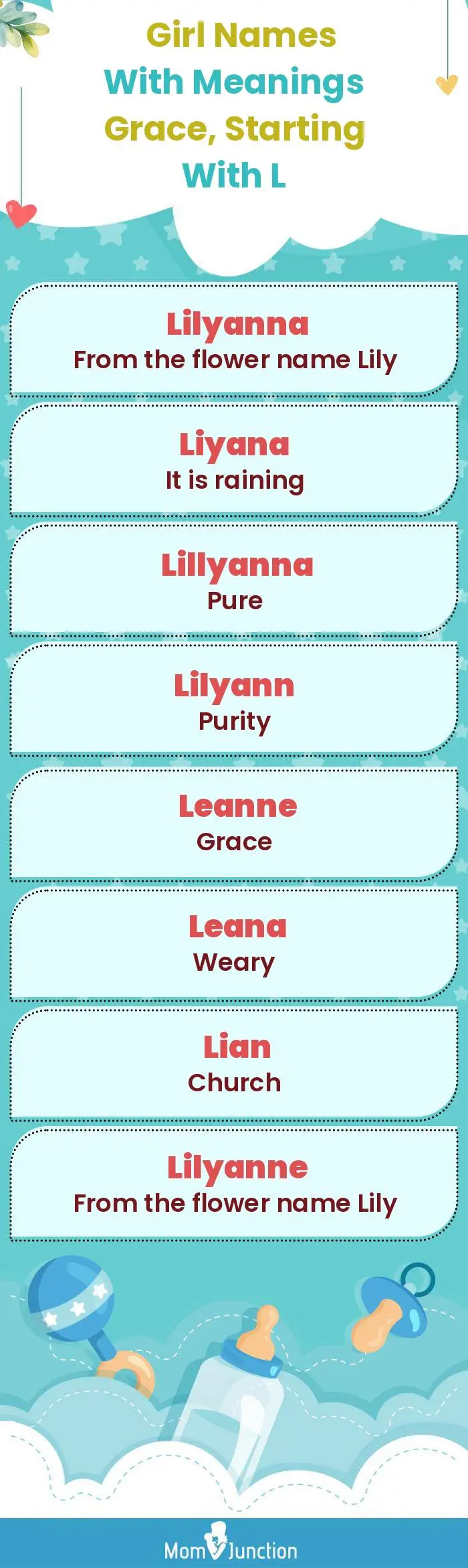  Girl Names with Meanings Grace, Starting With L(infographic)