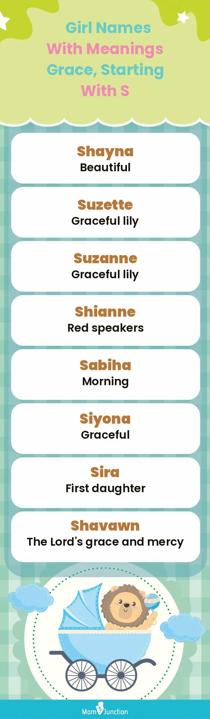  Girl Names with Meanings Grace, Starting With S(infographic)