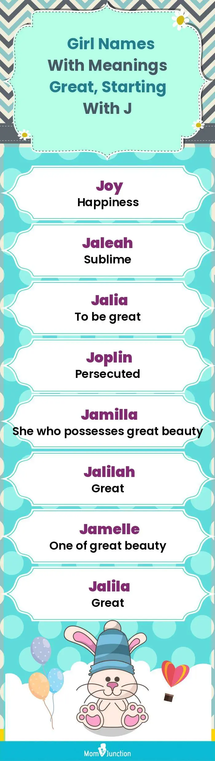  Girl Names with Meanings Great, Starting With J(infographic)