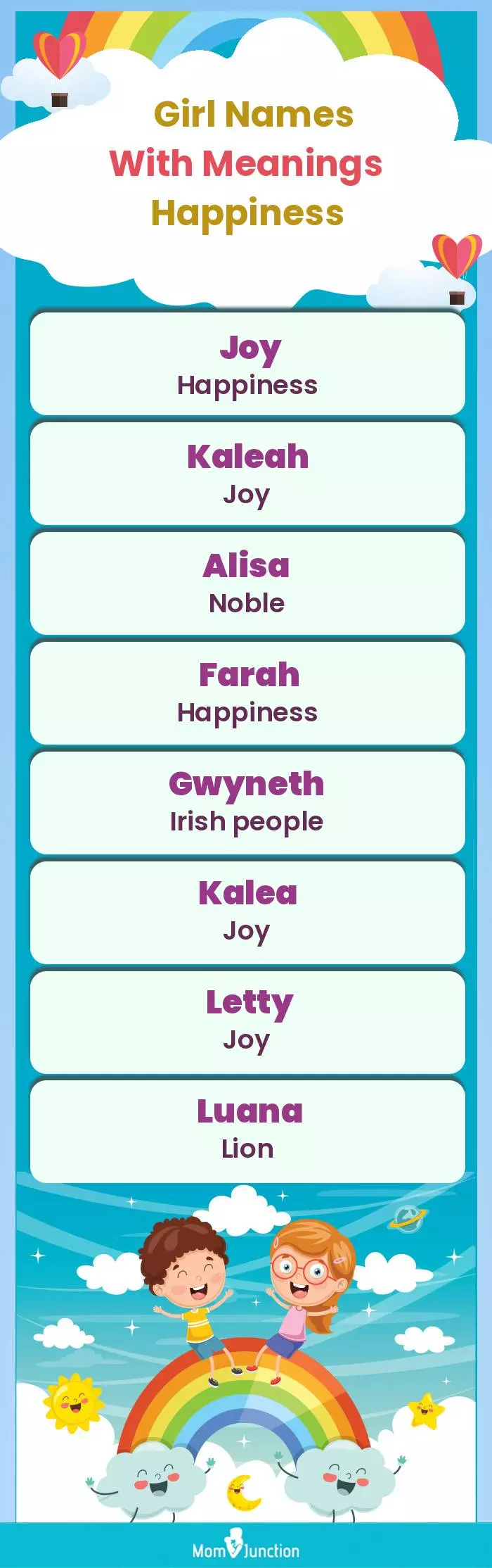  Girl Names with Meanings Happiness(infographic)