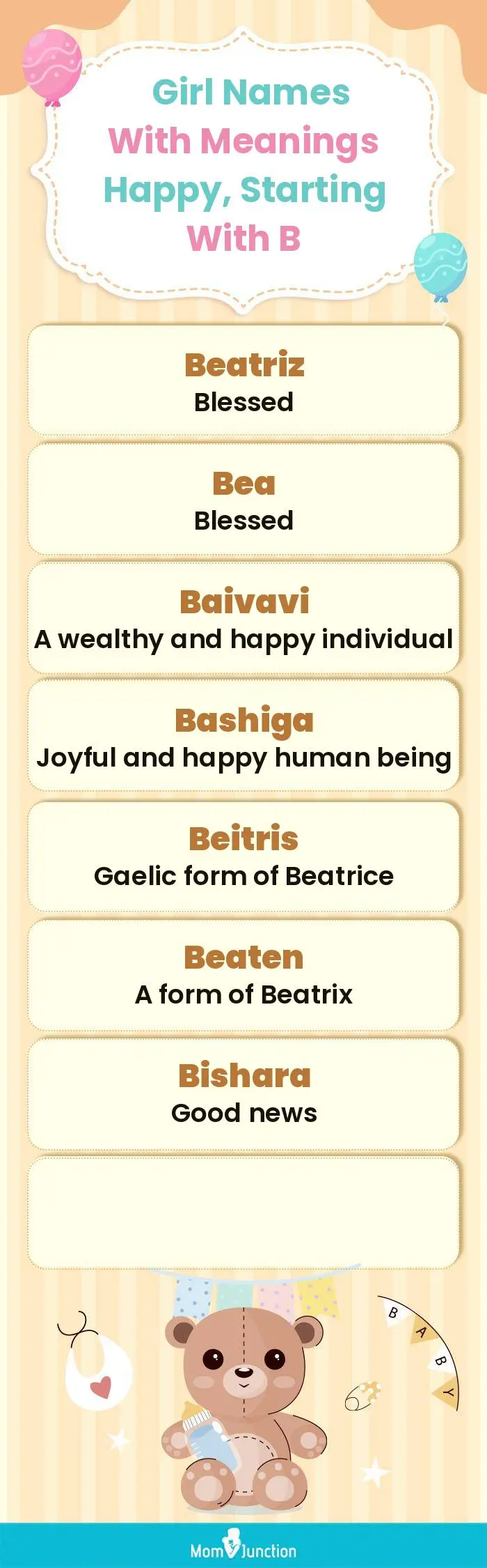  Girl Names with Meanings Happy, Starting With B(infographic)