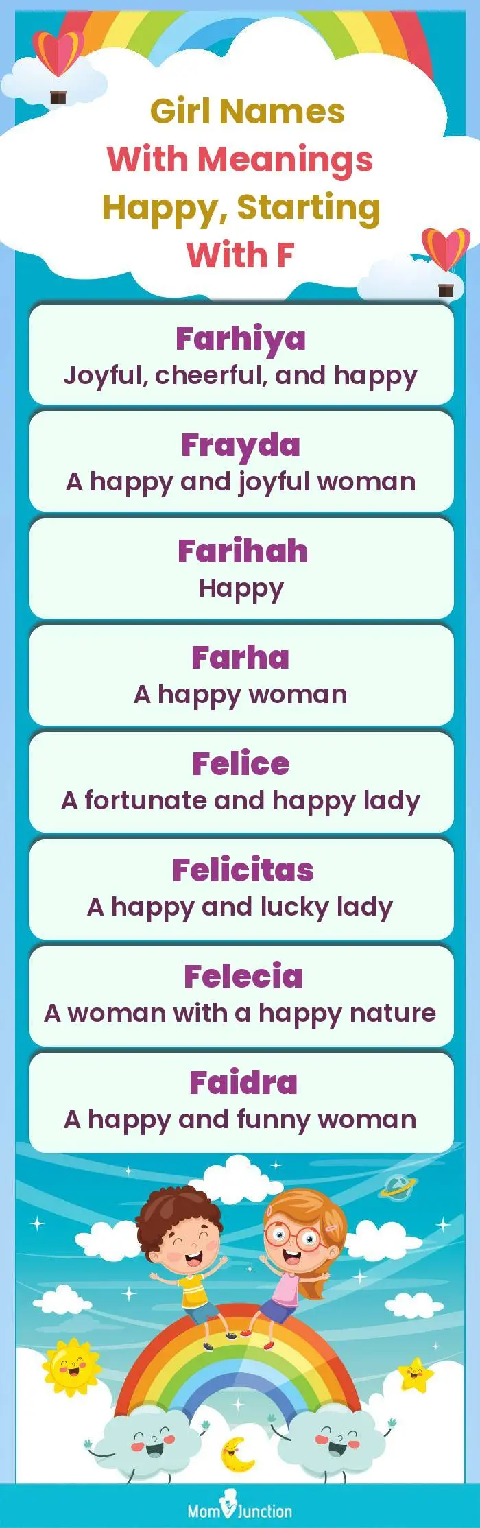  Girl Names with Meanings Happy, Starting With F(infographic)