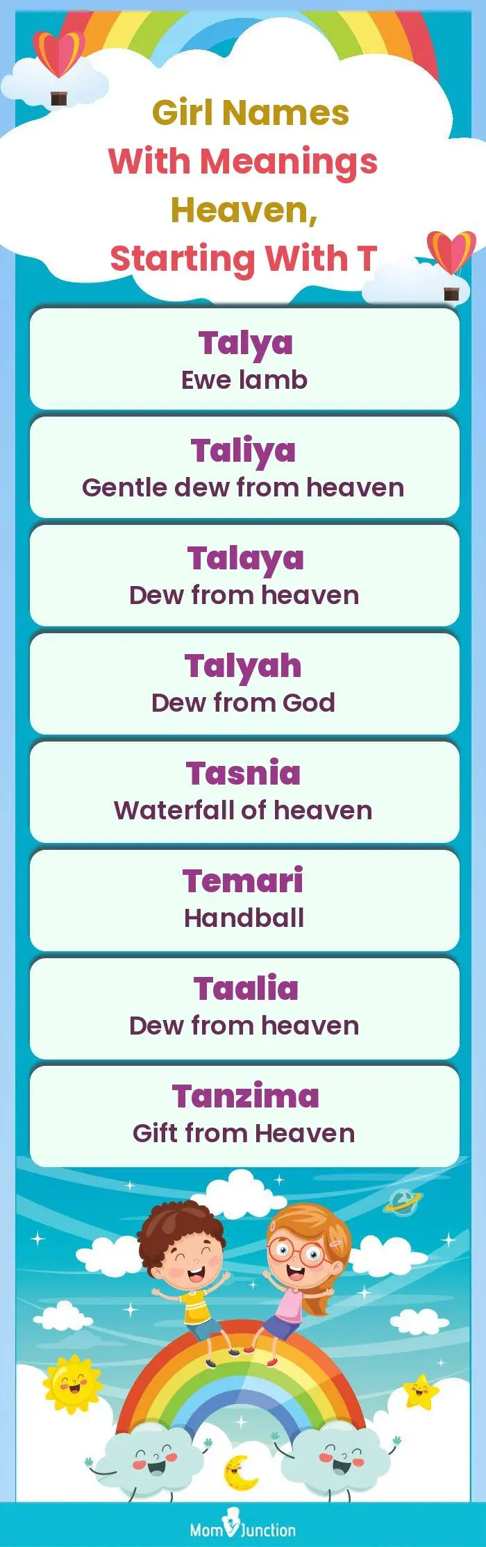  Girl Names with Meanings Heaven, Starting With T(infographic)