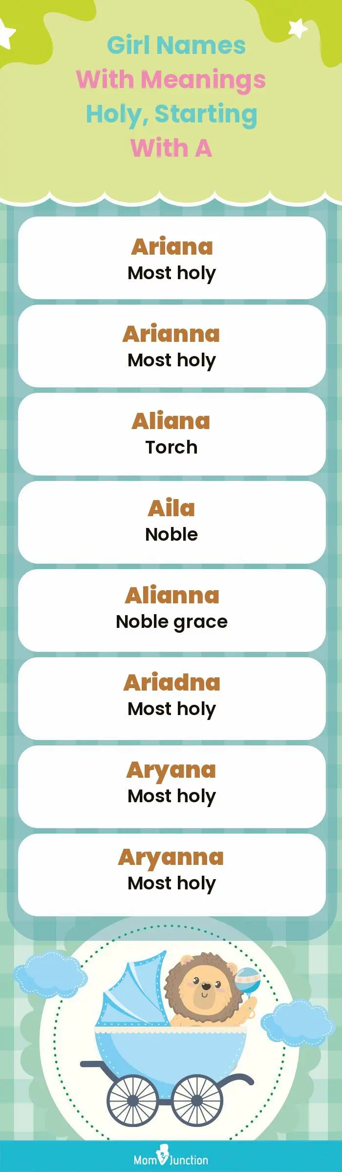  Girl Names with Meanings Holy, Starting With A(infographic)