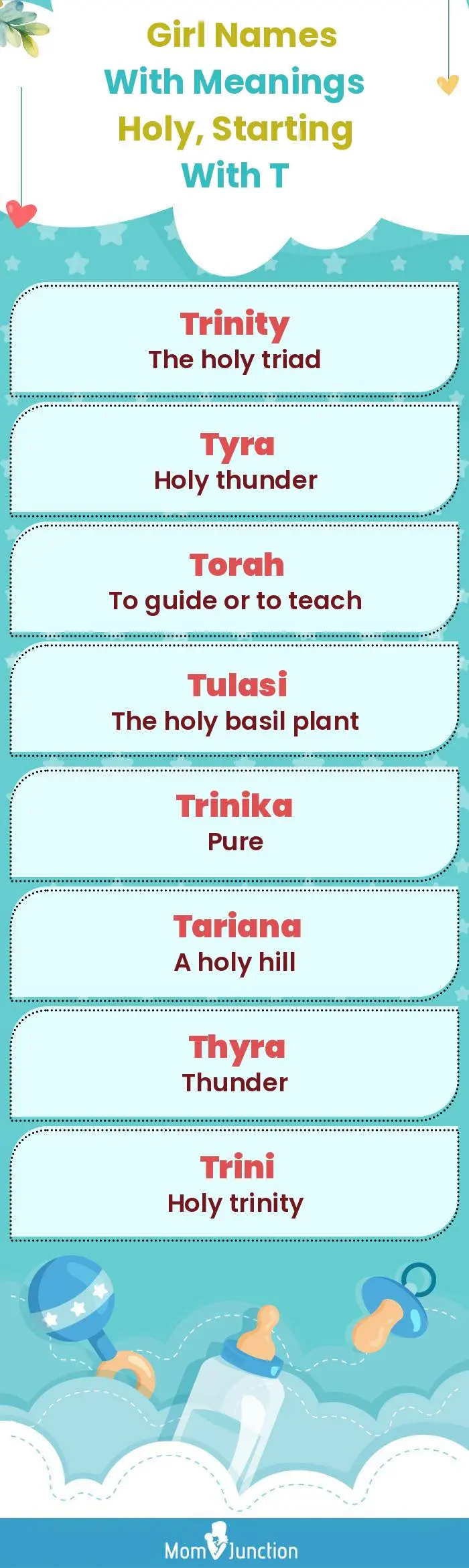  Girl Names with Meanings Holy, Starting With T(infographic)