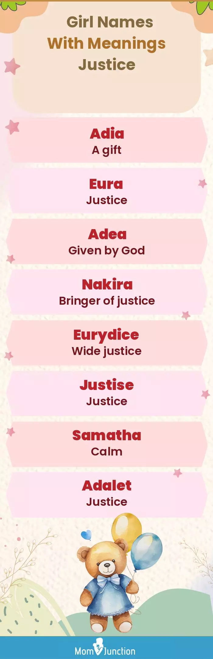  Girl Names with Meanings Justice(infographic)