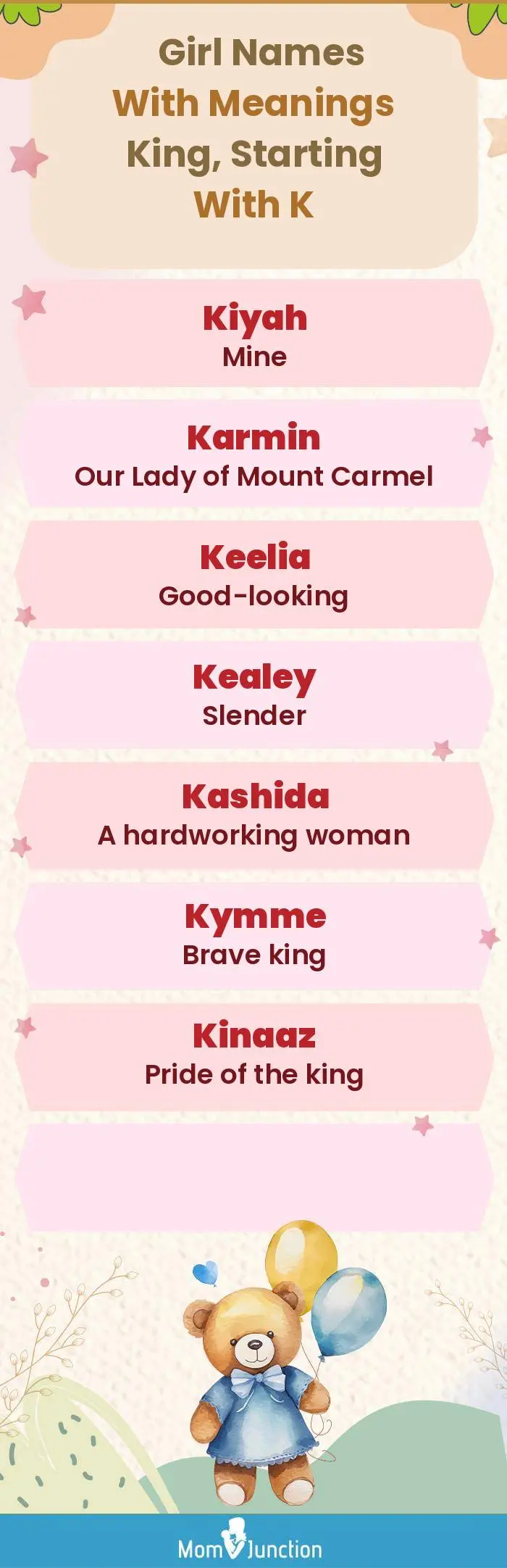  Girl Names with Meanings King, Starting With K(infographic)