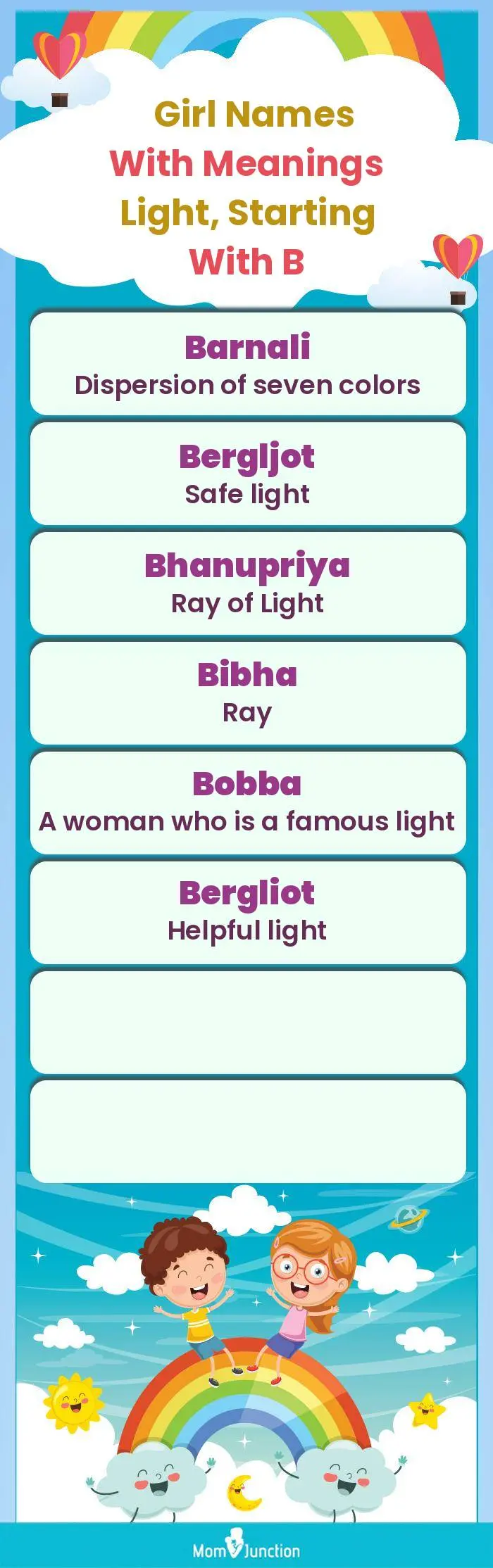 Girl Names with Meanings Light, Starting With B(infographic)
