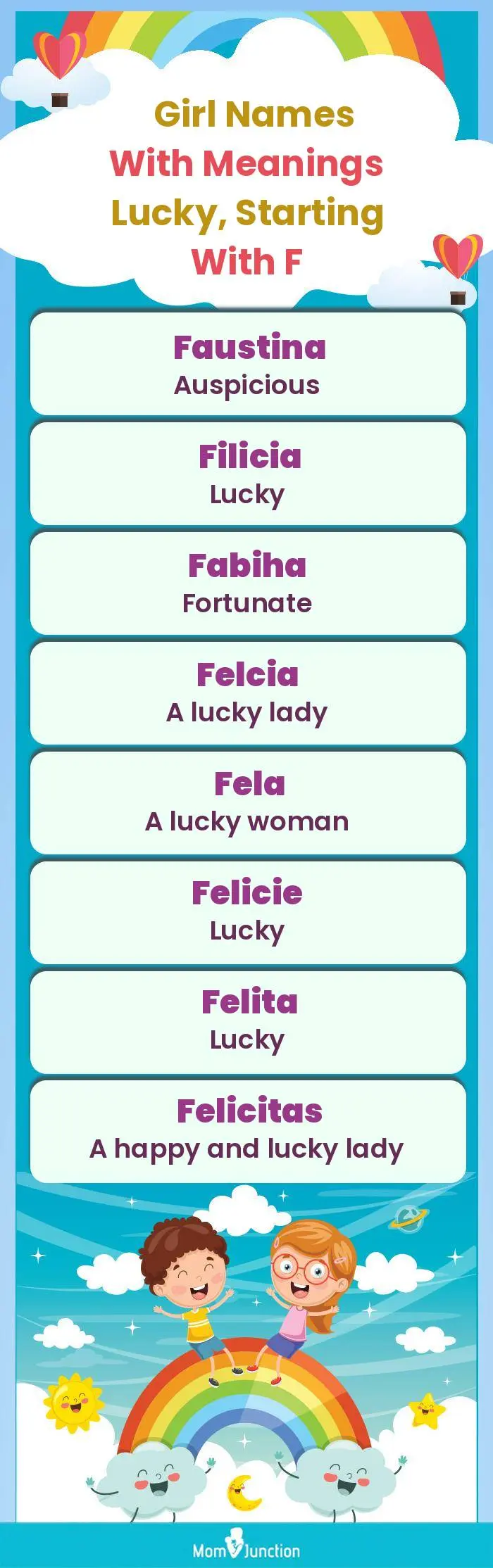  Girl Names with Meanings Lucky, Starting With F(infographic)