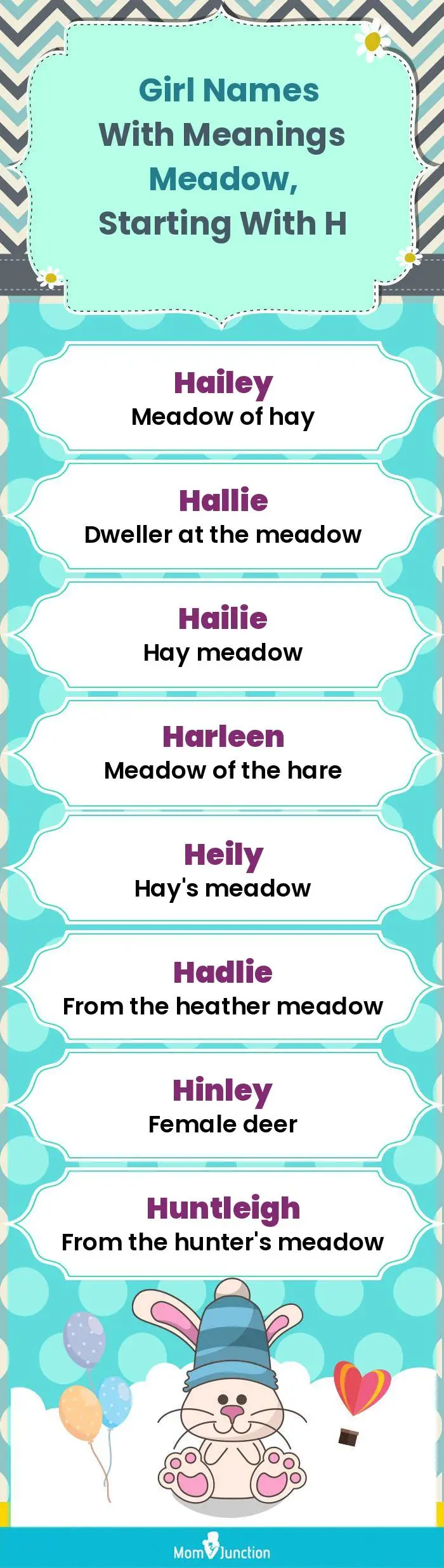  Girl Names with Meanings Meadow, Starting With H(infographic)