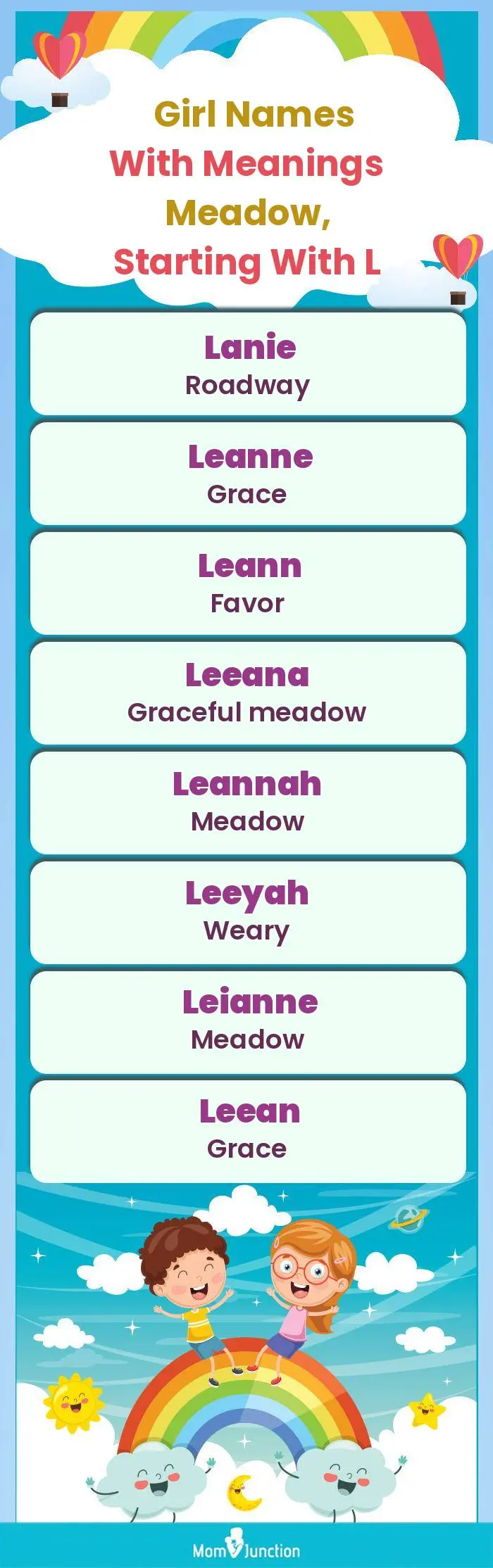  Girl Names with Meanings Meadow, Starting With L(infographic)