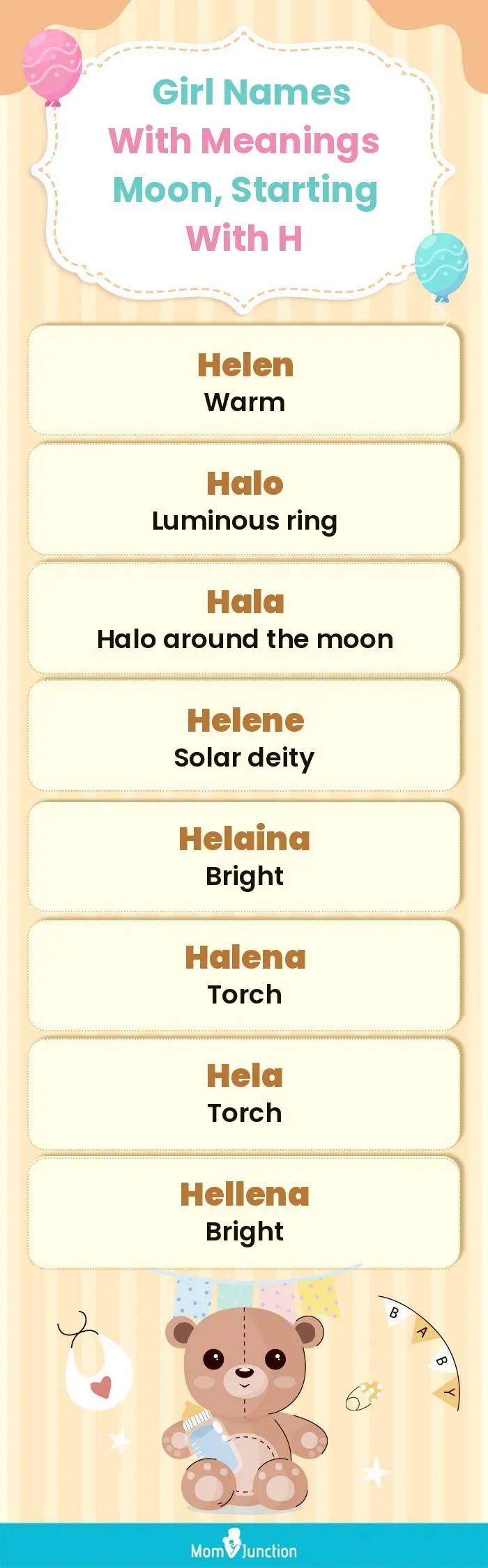  Girl Names with Meanings Moon, Starting With H(infographic)