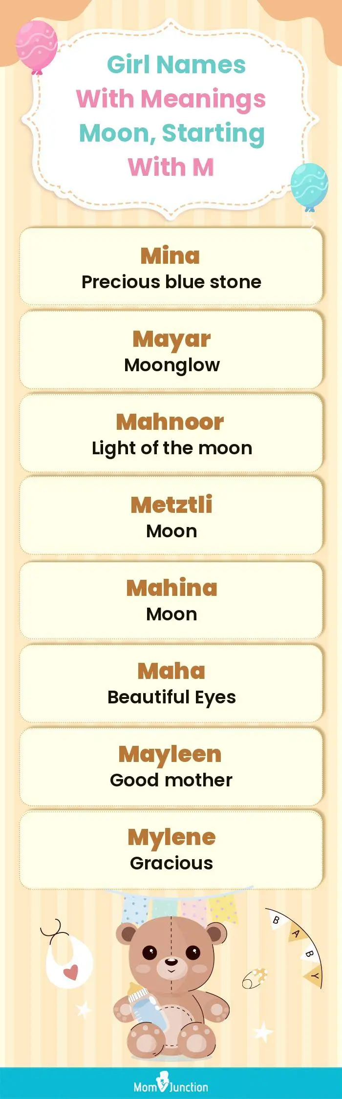  Girl Names with Meanings Moon, Starting With M(infographic)