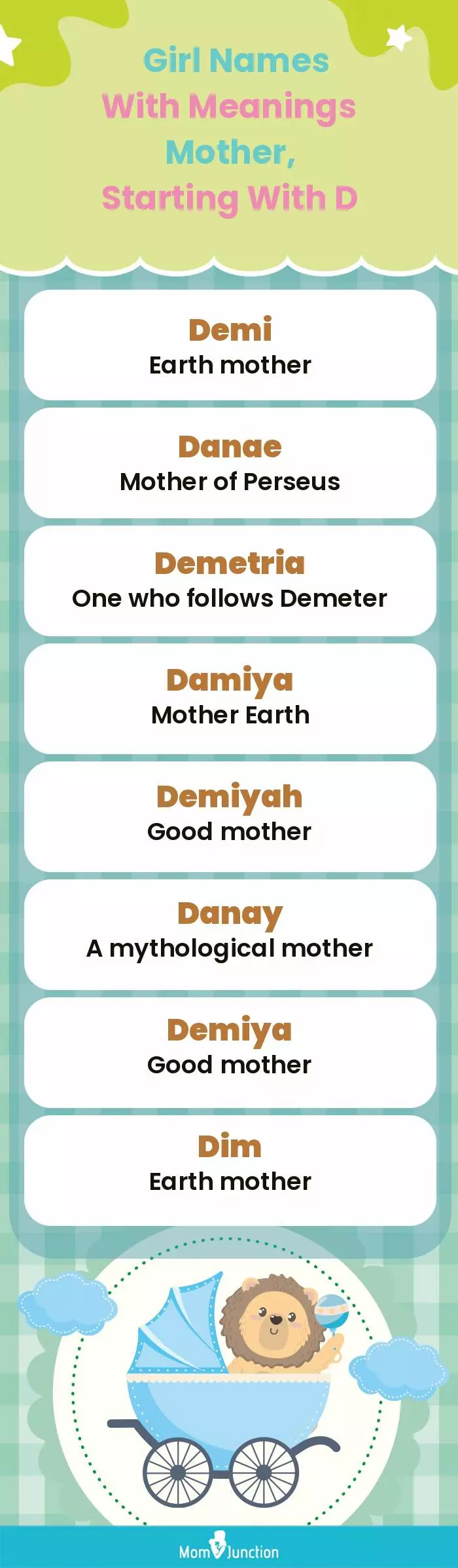  Girl Names with Meanings Mother, Starting With D(infographic)