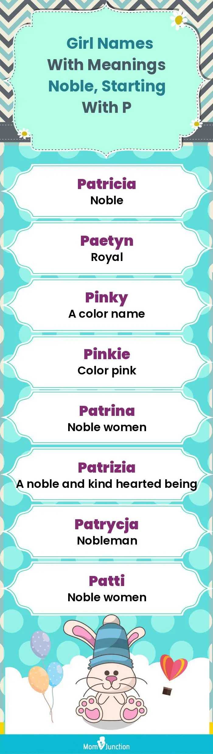  Girl Names with Meanings Noble, Starting With P(infographic)