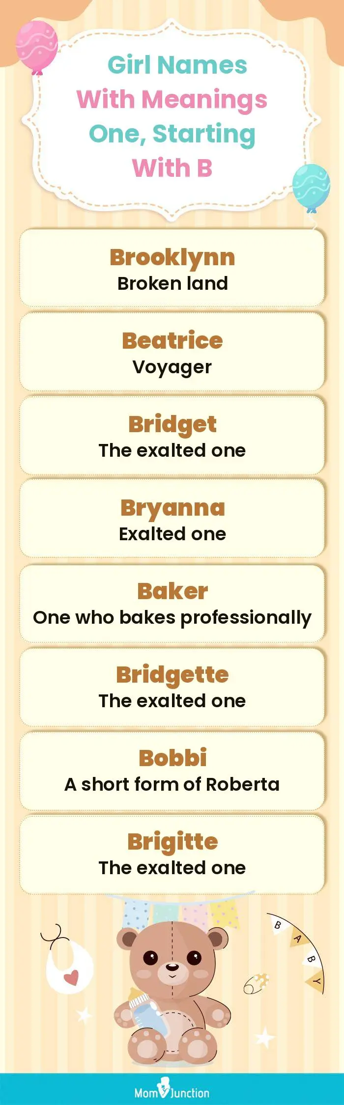  Girl Names with Meanings One, Starting With B(infographic)