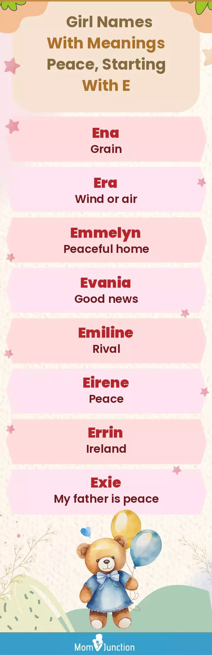  Girl Names with Meanings Peace, Starting With E(infographic)