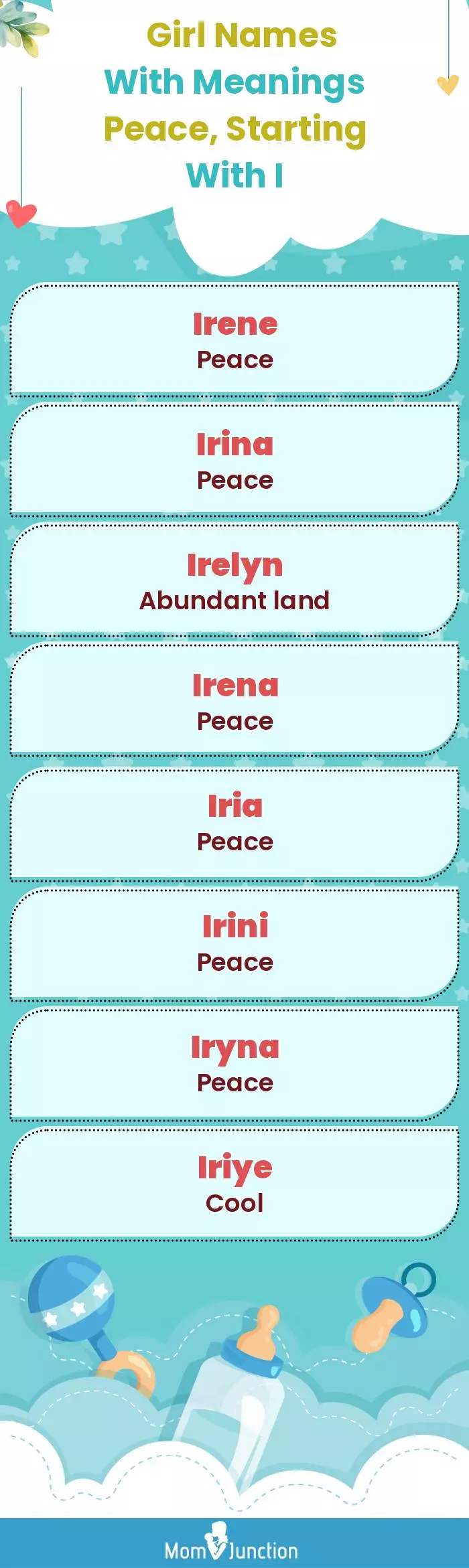  Girl Names with Meanings Peace, Starting With I(infographic)