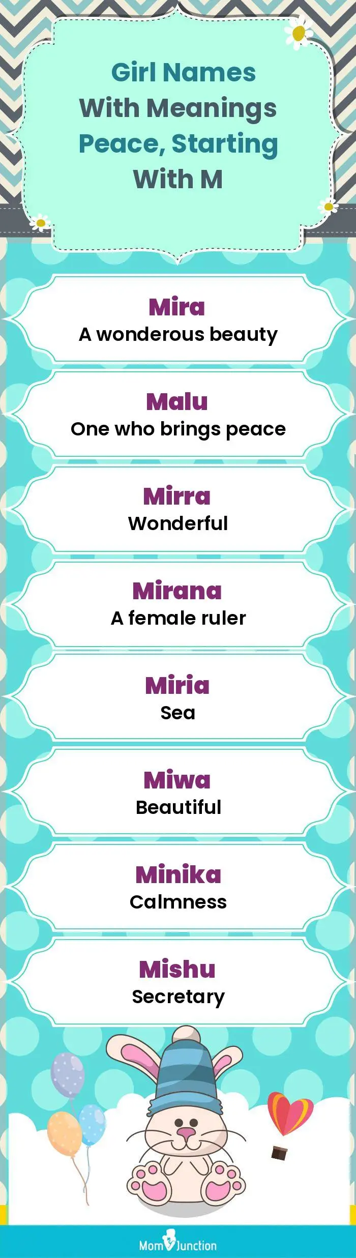  Girl Names with Meanings Peace, Starting With M(infographic)