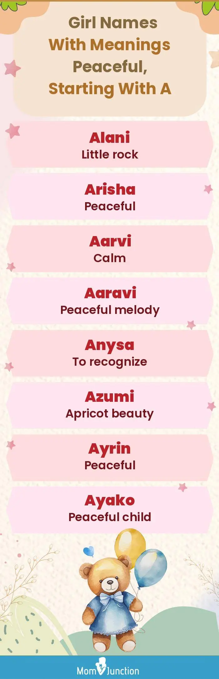  Girl Names with Meanings Peaceful, Starting With A(infographic)