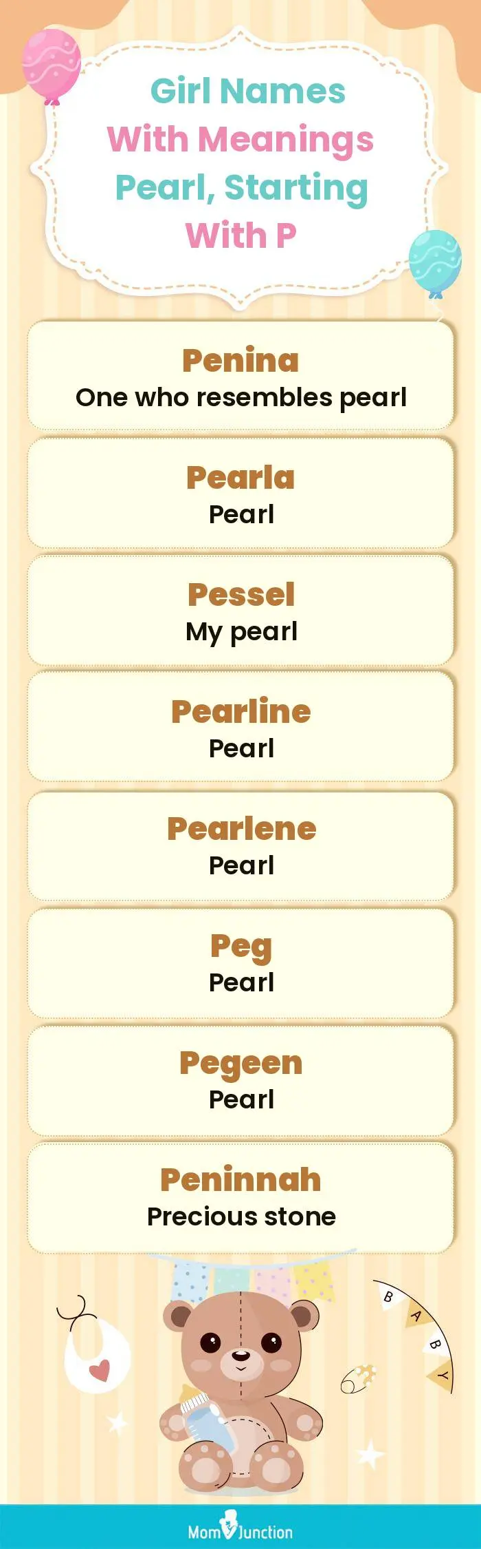  Girl Names with Meanings Pearl, Starting With P(infographic)