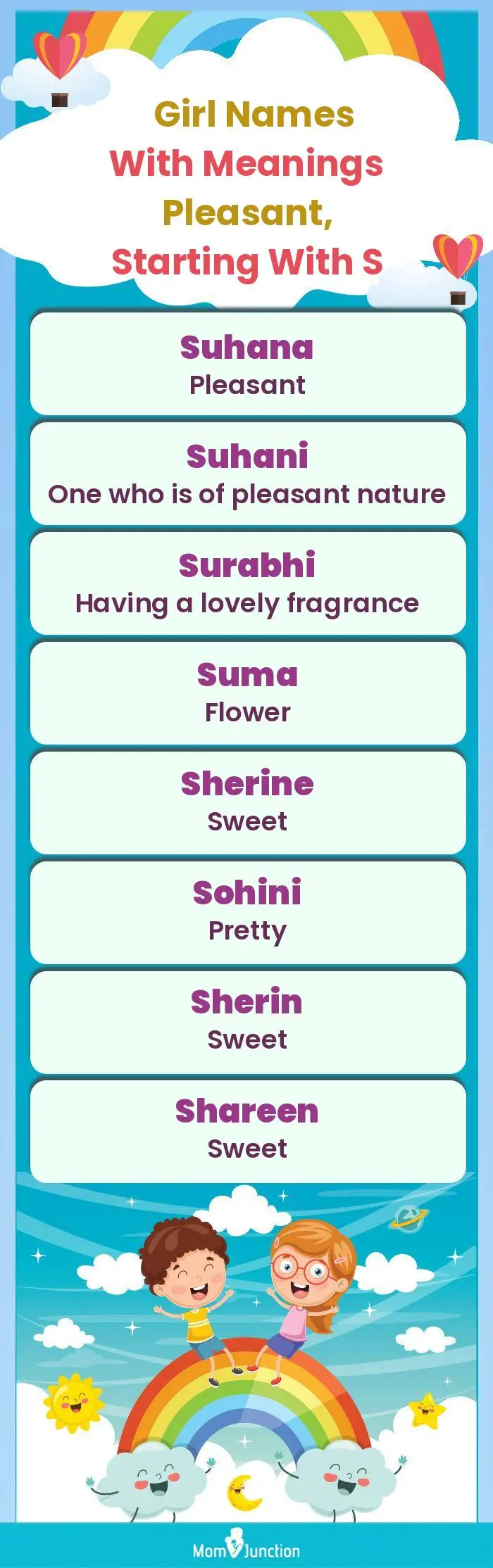  Girl Names with Meanings Pleasant, Starting With S(infographic)