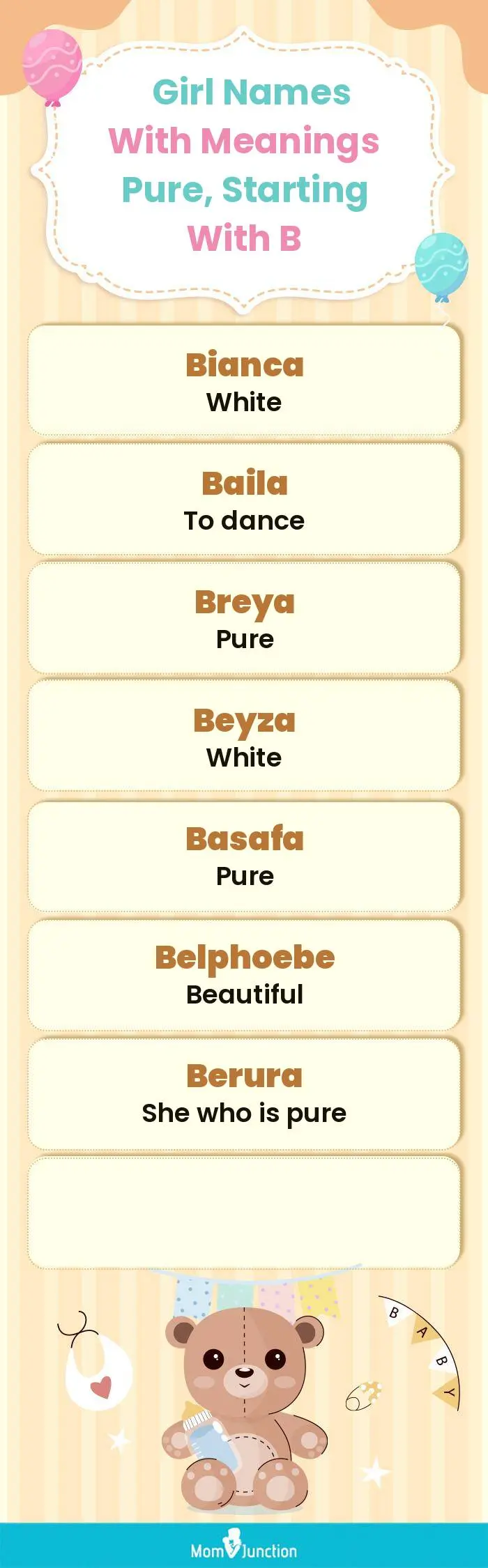 Girl Names with Meanings Pure, Starting With B(infographic)