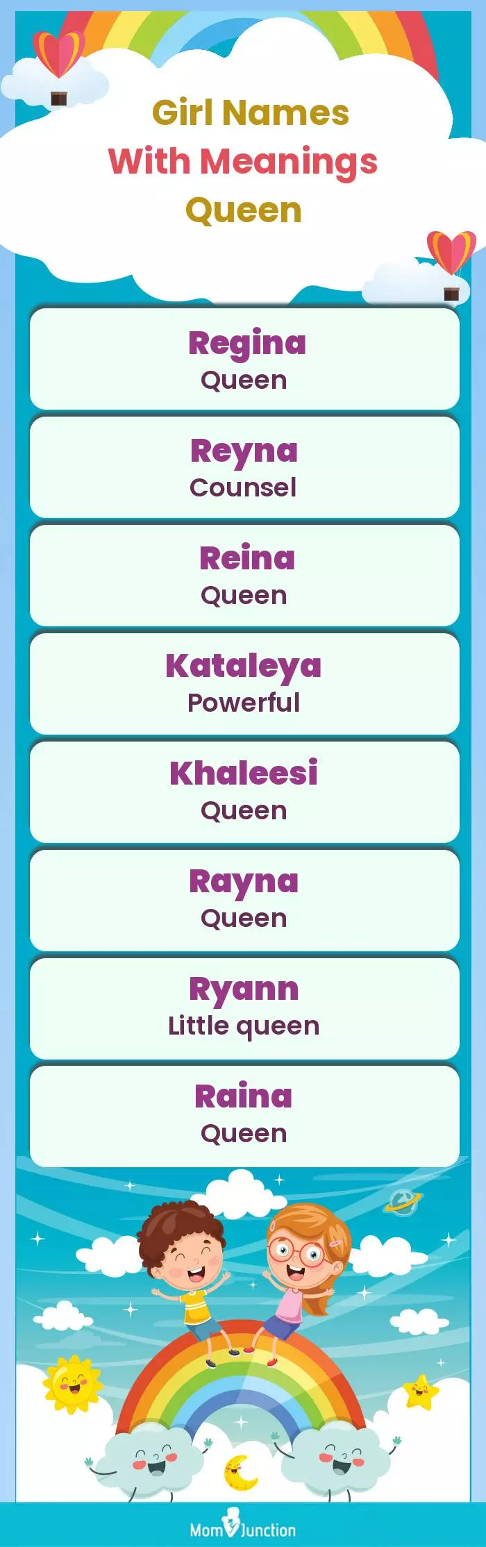  Girl Names with Meanings Queen(infographic)