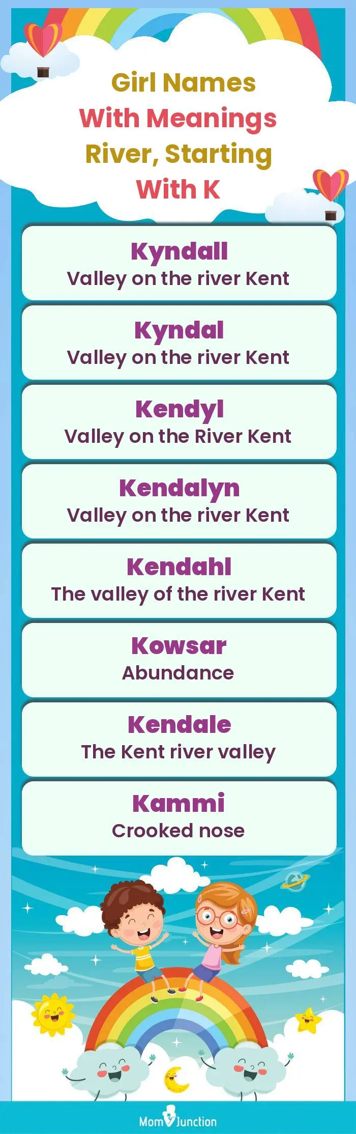  Girl Names with Meanings River, Starting With K(infographic)