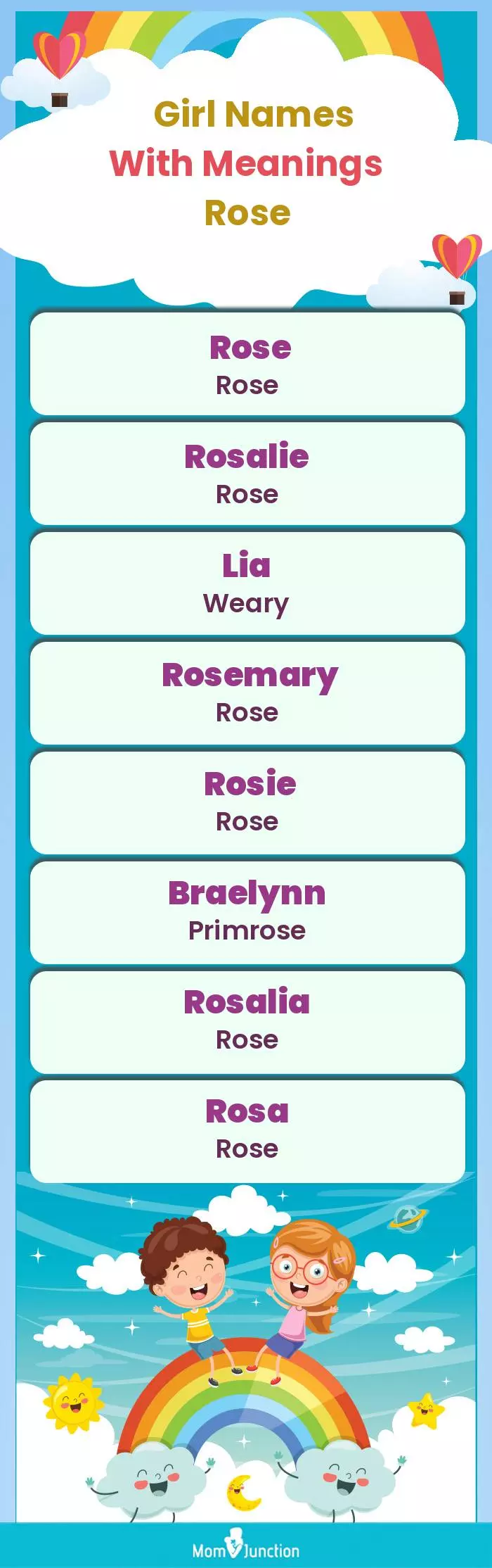  Girl Names with Meanings Rose(infographic)