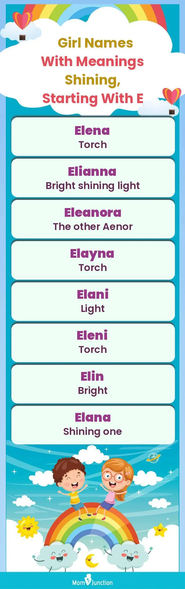  Girl Names with Meanings Shining, Starting With E(infographic)